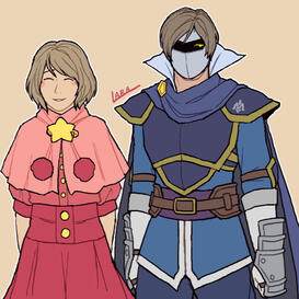 Ashley &amp; Leon cosplaying as Kirby &amp; Meta Knight.